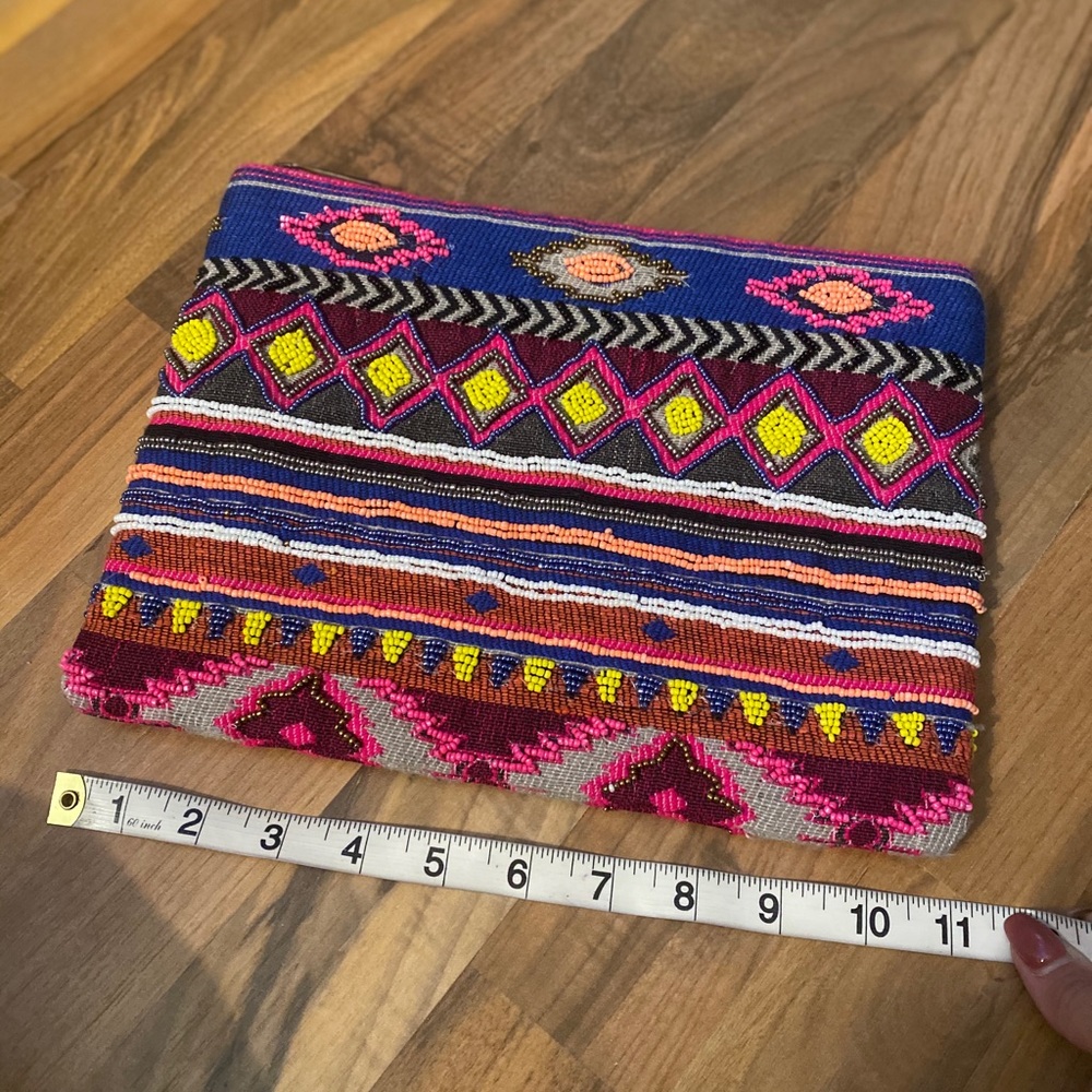 Multicolored beaded clutch